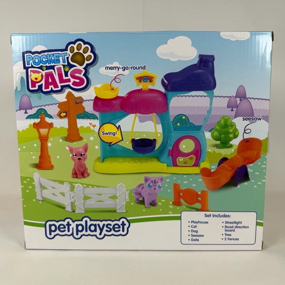 Cat and Dog Play Yard-Pocket Pals Pet Playset (10 Pcs - Picture 4 of 8